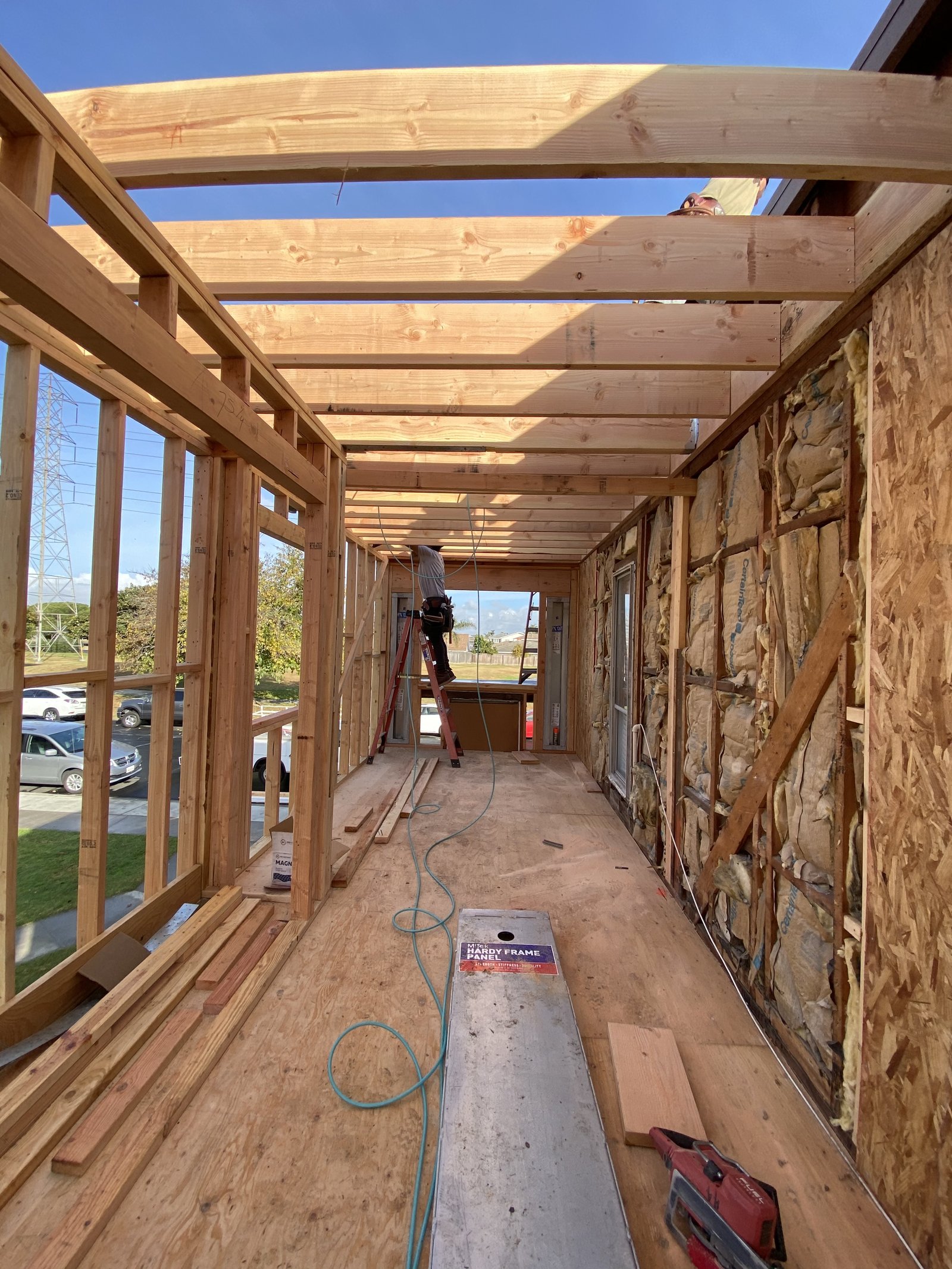 Room addition interior framing in progress