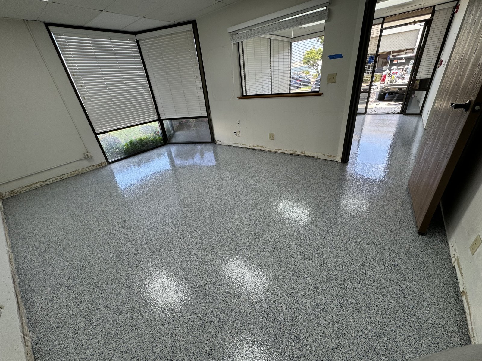 Commercial epoxy flake flooring installation